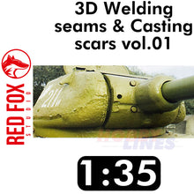 Load image into Gallery viewer, 3D Welding seams &amp; Casting scars vol.01 1:35 Acrylic Colored Resin upgrade parts Red Fox Studio 35018
