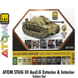 ATOM STUG III Ausf.G Exterior & Interior Colors Set - 12 20ml Acrylic Paint | Ammo by Mig Jimenez 