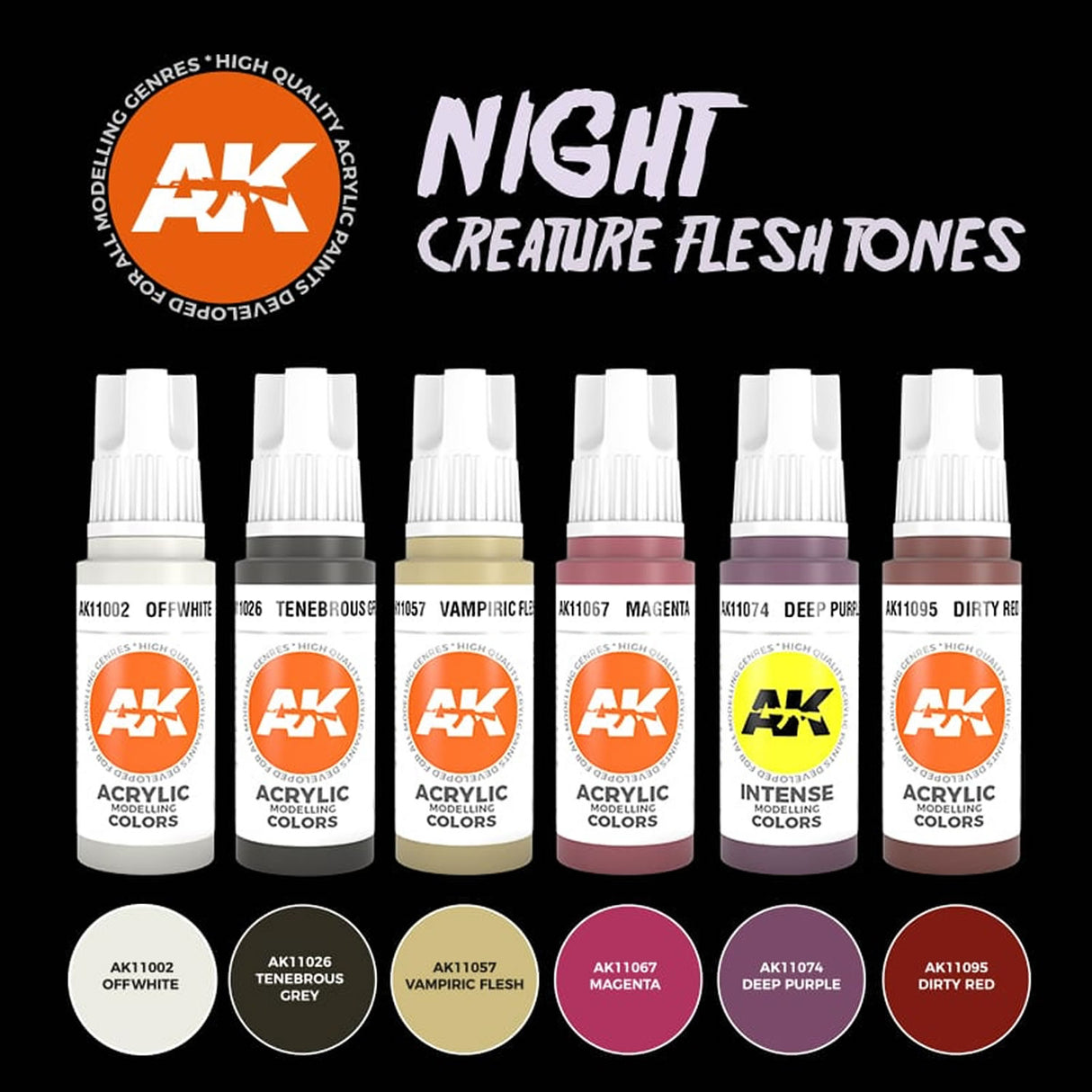 Night Creature Flesh Tones - 3G Acrylic Paint x 6 | AK interactive | AK11602