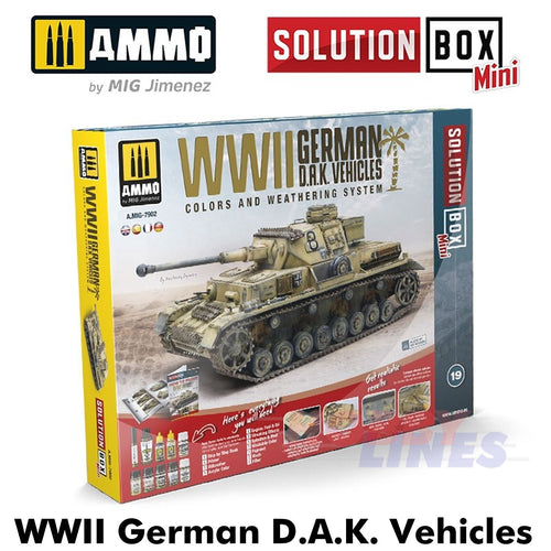 WWII German DAK Vehicles SOLUTION BOX Mini Paint Weathering Ammo Mig AMIG7902