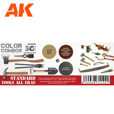 3G Special Set - Color Combos - Stand Tools All Eras - 3 x 17ml Acrylic Paint | AK interactive | AK11670