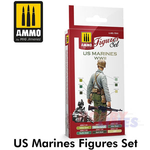 US MARINES WWII UNIFORMS Figures Paint Set 6 jars 17ml AMMO Mig Jimenez Mig7021