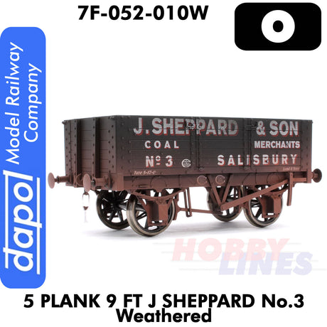 5 Plank 9 Ft J Sheppard No3 Weathered 1:43 O gauge Dapol 7F-053-010