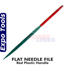 Load image into Gallery viewer, NEEDLE FILE FLAT with Red Plastic Handle overall 5.5&quot; Expo Tools 72521
