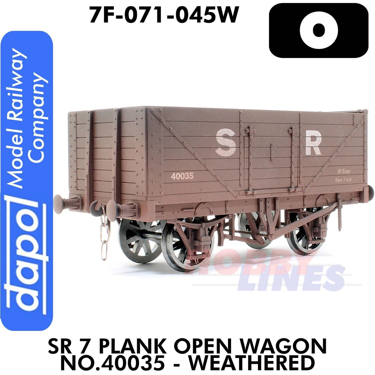 SR 7 PLANK OPEN WAGON NO.40035 Weathered 1:43 O gauge Dapol 7F-071-045W