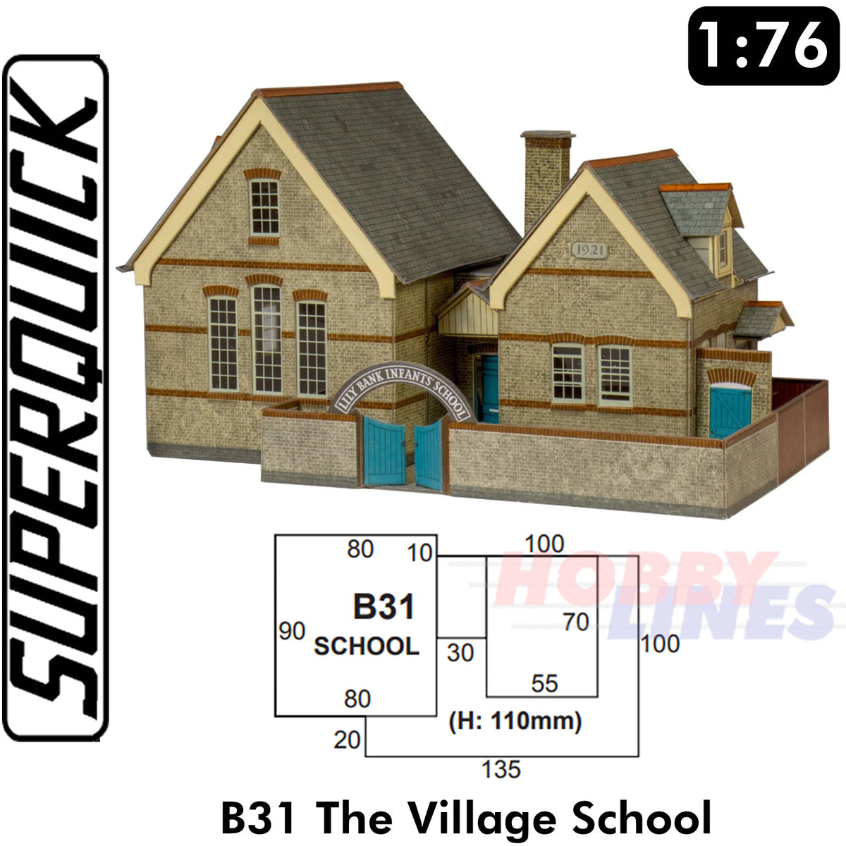 VILLAGE SCHOOL 1:72 Scale OO HO Gauge Railways Building Series B B31 SuperQuick