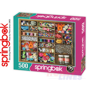 THE SEWING BOX 500 piece SPRINGBOK Jigsaw Puzzle Random Cut Super Deluxe