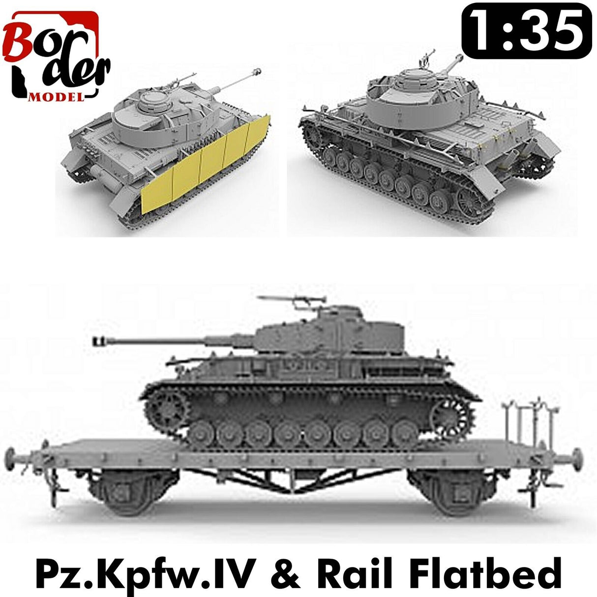 Pz.Kpfw IV Ausf.J & Ommr Rail Flatbed -  1/35 | Border Models | BT025