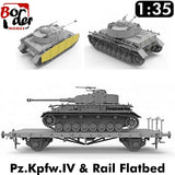 Pz.Kpfw IV Ausf.J & Ommr Rail Flatbed -  1/35 | Border Models | BT025