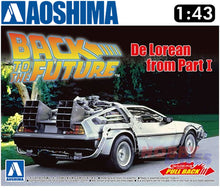 Load image into Gallery viewer, Back to the Future Part 1 Delorean Pull Back &amp; Go 1:43 scale kit Aoshima 05475
