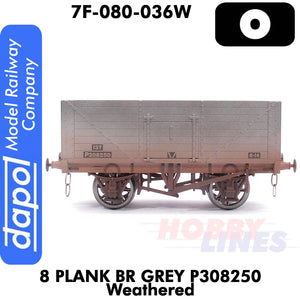 8 Plank BR Grey P308250 Weathered 1:43 O gauge Dapol 7F-080-036W