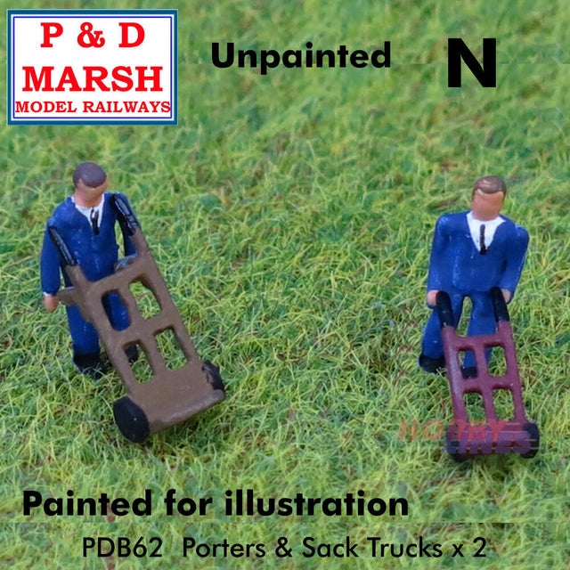 Porters and Sack Trucks x 2 - Unpainted | P&D Marsh | B62