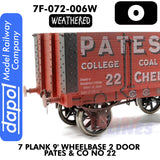 7 Plank 9' 2 Door Pates & Co No 22 Weathered Wagon | Dapol | 7F-072-006W