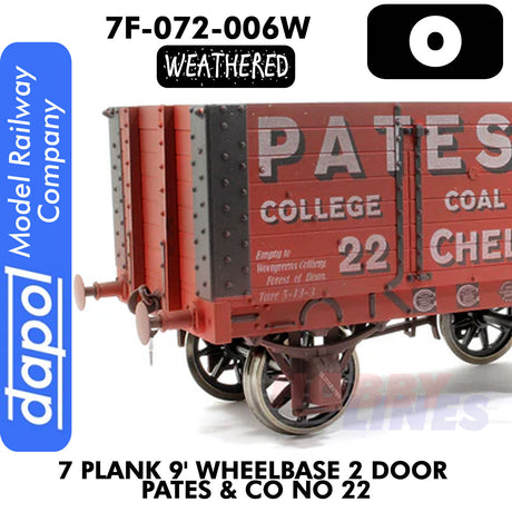 7 Plank 9' 2 Door Pates & Co No 22 Weathered Wagon | Dapol | 7F-072-006W