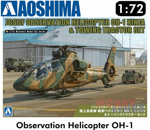 JGSDF Observation HELICOPTER OH-1 Ninja & Utility Vehicle 1:72 kit Aoshima 01435