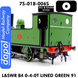 L & SWR B4 0-4-0T Lined Green 91 - DCC & Sound Fitted | Dapol | 7S-018-006S