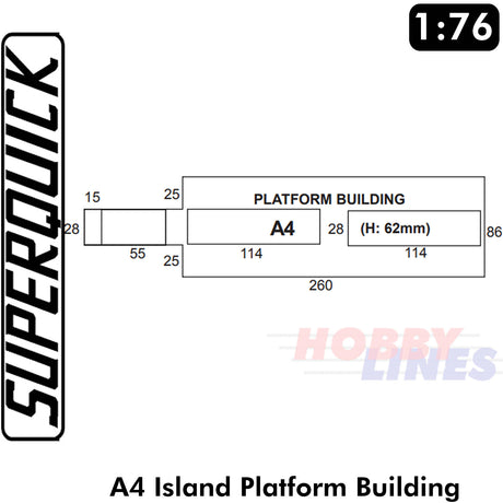 ISLAND PLATFORM BUILDING A4 1:72 OO HO Railway Building Series A A04 SuperQuick