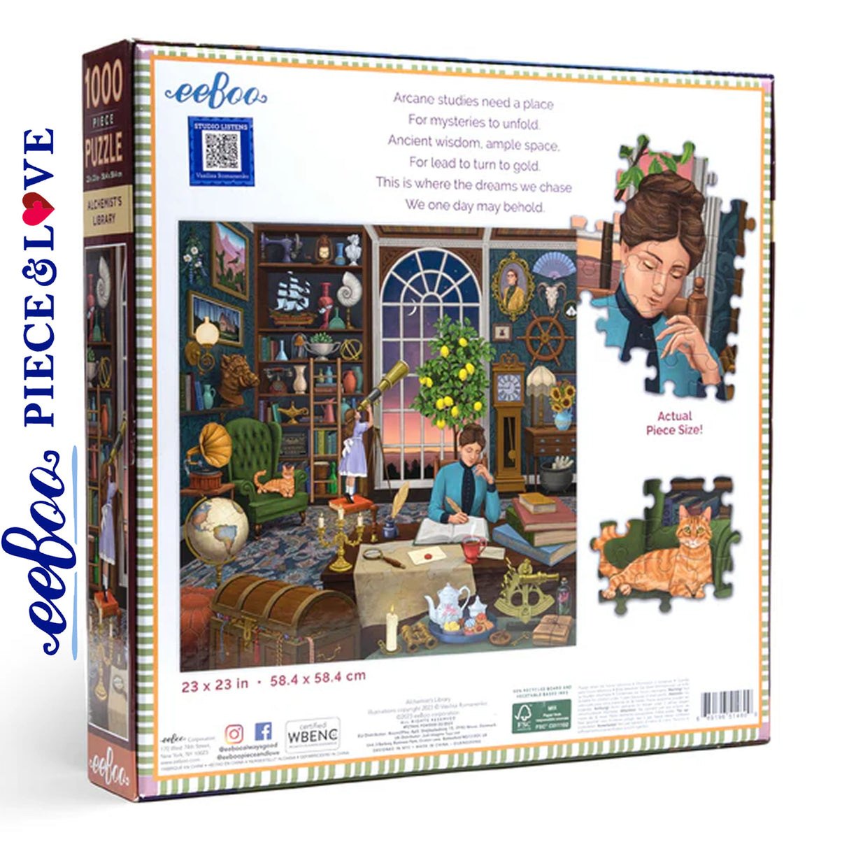 eeBoo ALCHEMISTS LIBRARY 1000 PC Square Jigsaw Puzzle Super Deluxe PZTAHL