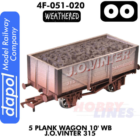5 plank J.O. Vinter 10' Wheelbase - Weathered  | Dapol | 4F-051-020