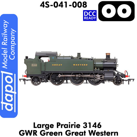 LARGE PRAIRIE 3146 GWR DCC Ready Steam Locomotive | Dapol |  4S-041-008