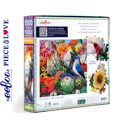 eeBoo MAGICAL FRUITS 1000 pc Square Jigsaw Puzzle Birds Super Deluxe PZTMGF