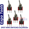 SWITCH DPDT 6 pin SUB MIN Double Pole Double Throw 5 pack Expo Tools 28092