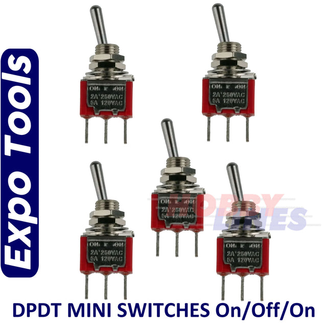 SWITCH DPDT 6 pin SUB MIN Double Pole Double Throw 5 pack Expo Tools 28092