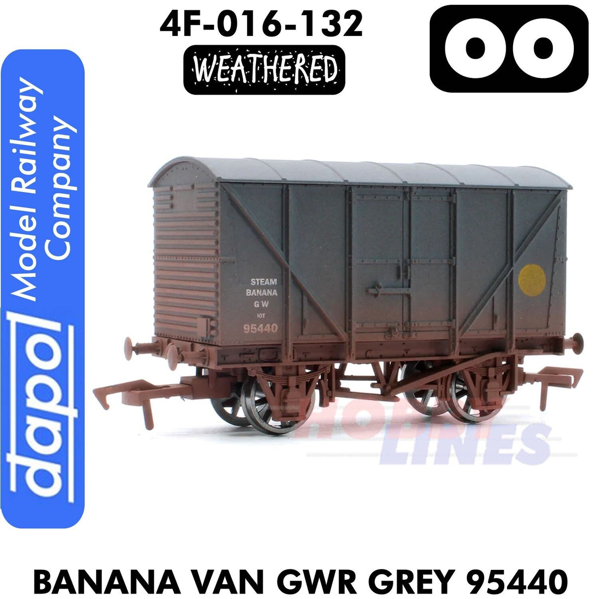 BANANA VAN GWR GREY 95440 weathered 1:76 OO gauge wagon Dapol 4F-016-132