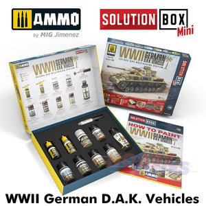 WWII German DAK Vehicles SOLUTION BOX Mini Paint Weathering Ammo Mig AMIG7902