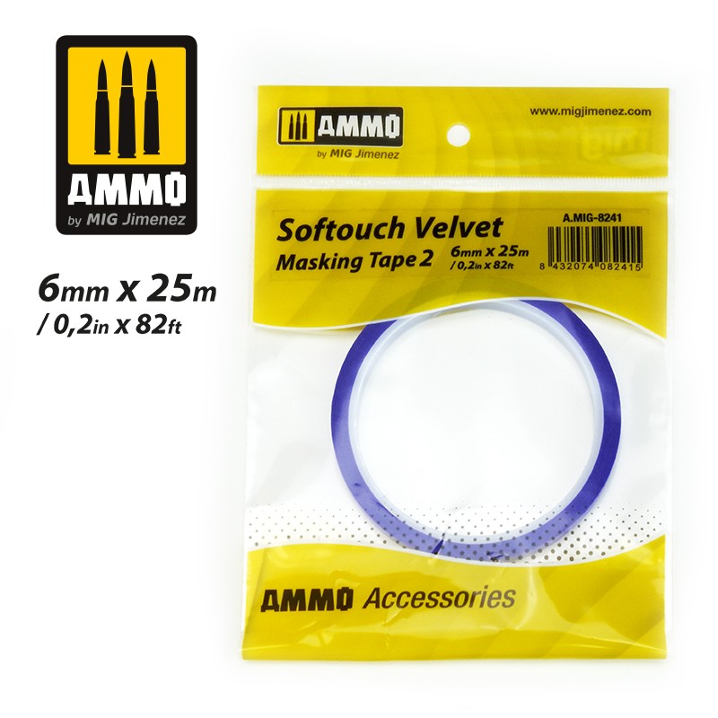Softouch Velvet - Masking Tape 2 - 6mm x 25m | Ammo by Mig Jimenez | MIG8241