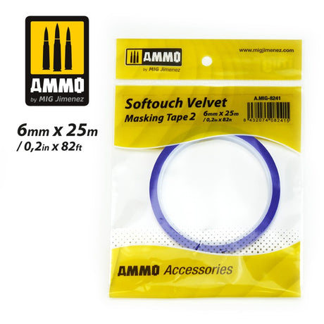Softouch Velvet - Masking Tape 2 - 6mm x 25m | Ammo by Mig Jimenez | MIG8241