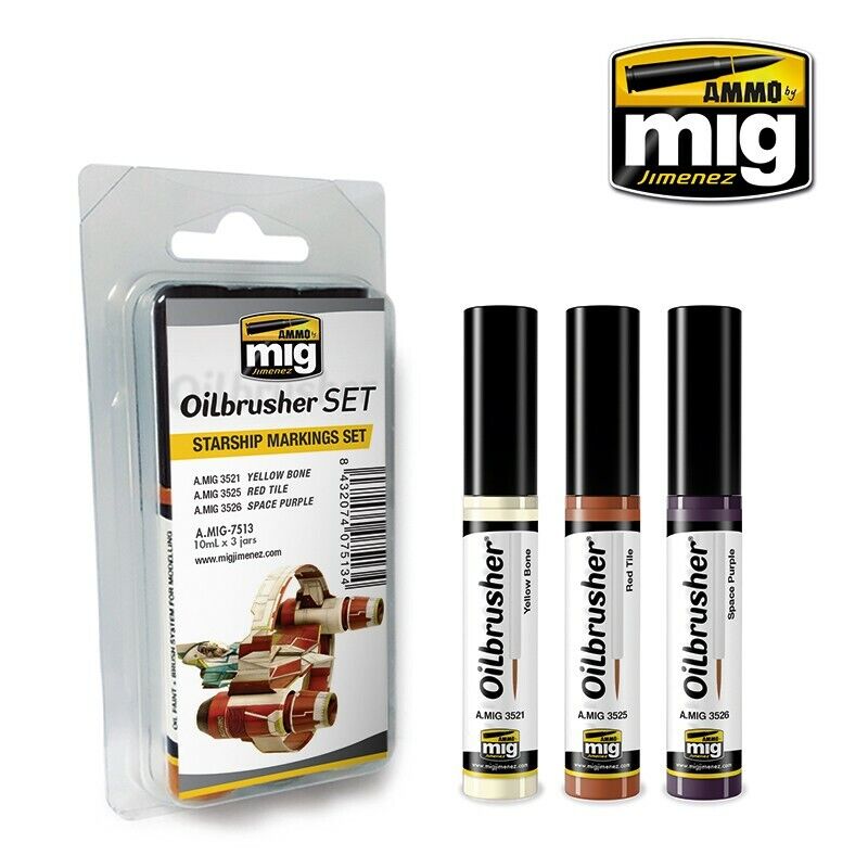 Oilbrusher Set - Starship Markings- 3x10ml | Ammo by Mig Jimenez | MIG7513
