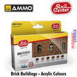 Rail Center - Brick Buildings Paint Set - Acrylic Paint - 6 x 17ml | Ammo by Mig Jimenez | AMMO.R-1028