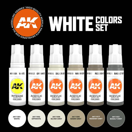 White Colours Set - 3G Acrylic Paint x 6 | AK interactive | AK11609