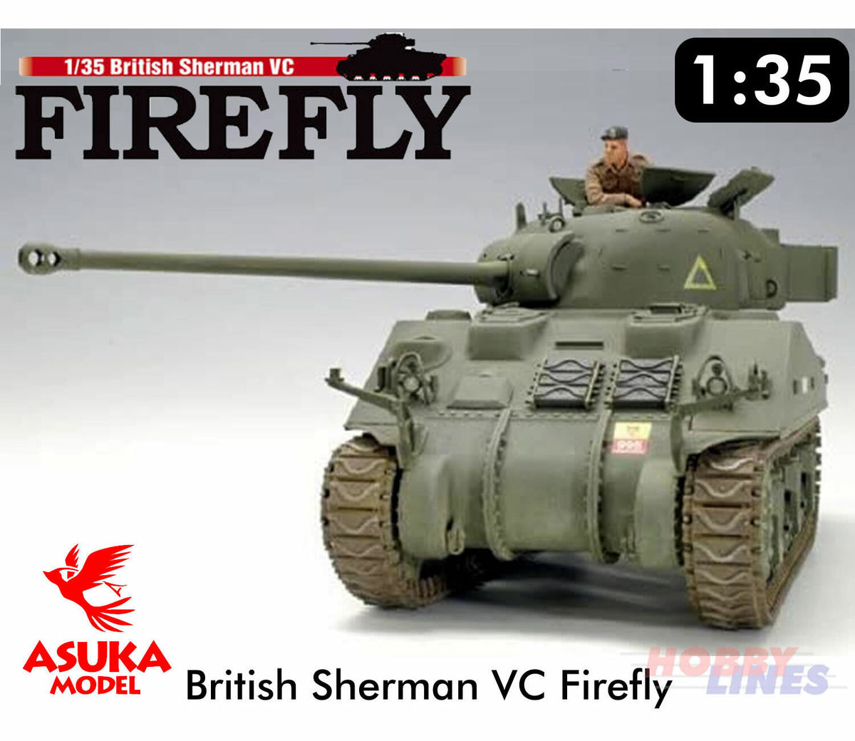 BRITISH SHERMAN VC FIREFLY 1:35 scale model WWII Tank kit ASUKA 35009