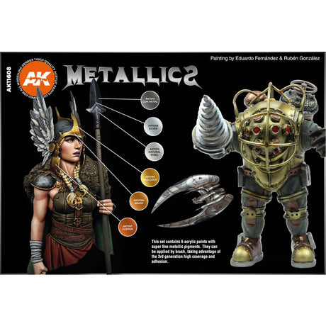 Metallics Set - 3G Acrylic Paint x 6 | AK interactive | AK11608