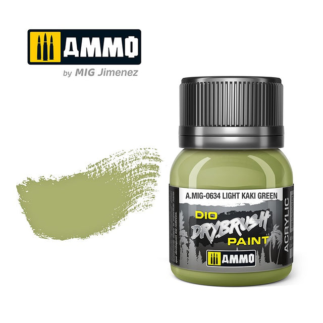 DIO Drybrush Paint - Light Kaki Green 40ml | Ammo by Mig Jimenez | MIG0634