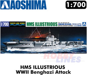 HMS ILLUSTRIOUS Aircraft Carrier WWII BENGHAZI ATTACK 1:700 kit AOSHIMA 05941