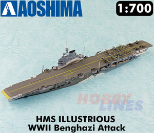 HMS ILLUSTRIOUS Aircraft Carrier WWII BENGHAZI ATTACK 1:700 kit AOSHIMA 05941