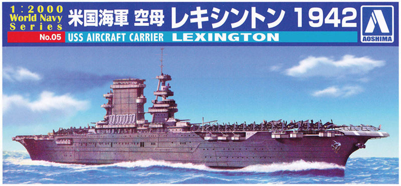 Mini Aircraft Carrier Kit USS Lexington 1942 Waterline 1:2000 model kit AOSHIMA