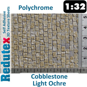 Redutex COBBLESTONE Lt Ochre POLYCHROME 1:32 1 3D Self Adhesive Texture Sheet