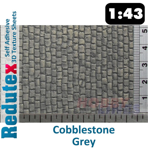 Redutex COBBLESTONE Grey O/1:43 Self Adhesive 3D Texture Sheets 043AD111