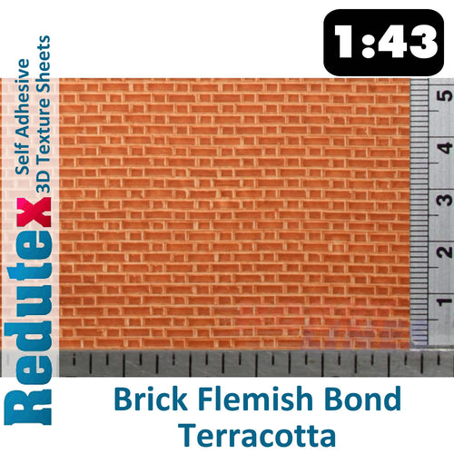 Redutex BRICK FLEMISH BOND O/1:43 Self Adhesive 3D Texture Sheets 043LD312