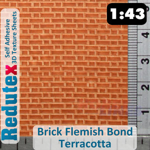 Redutex BRICK FLEMISH BOND O/1:43 Self Adhesive 3D Texture Sheets 043LD312