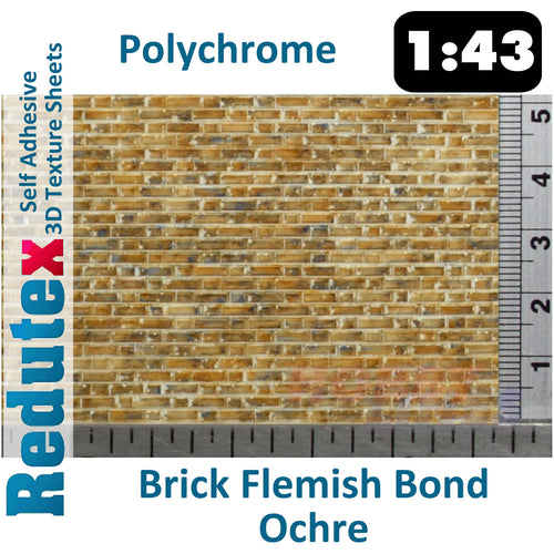 Redutex BRICK FLEMISH BOND Ochre Polychrome O/1:43 3D Texture Sheets 043LD321