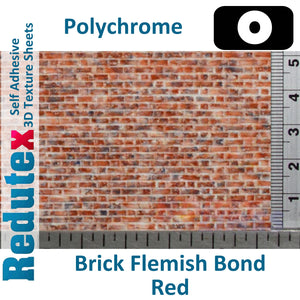 Redutex BRICK FLEMISH BOND Red Polychrome O/1:43 3D Texture Sheets 043LD322