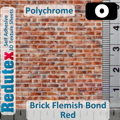 Redutex BRICK FLEMISH BOND Red Polychrome O/1:43 3D Texture Sheets 043LD322