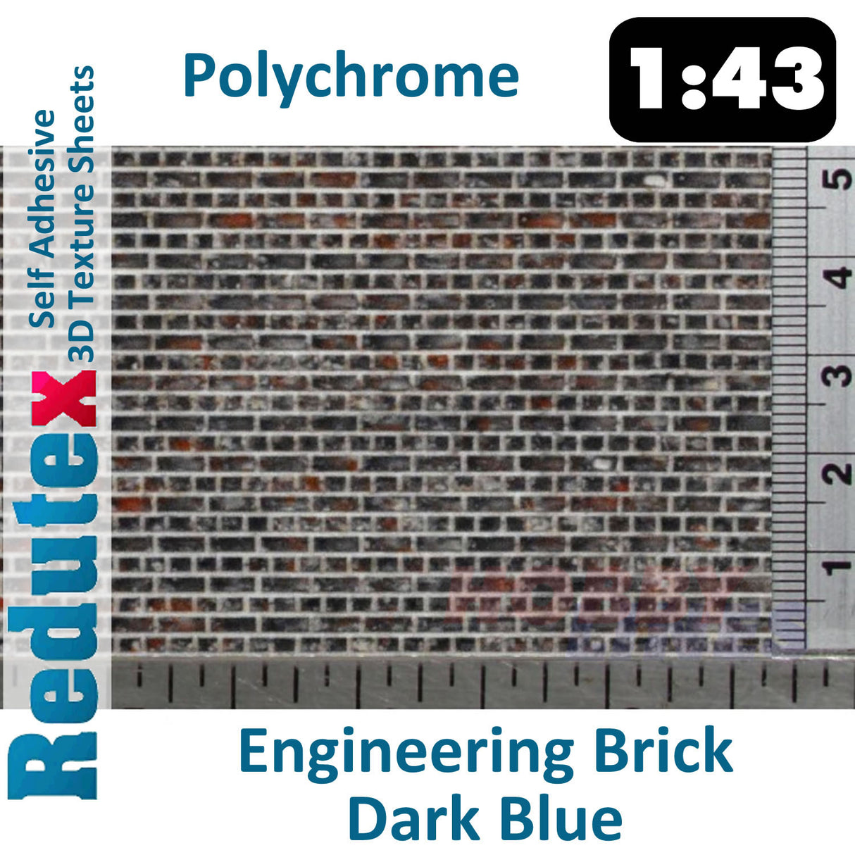 Redutex ENGINEERING BRICK Dark Blue Polychrome O/1:43 3D Texture Sheets 043LD824