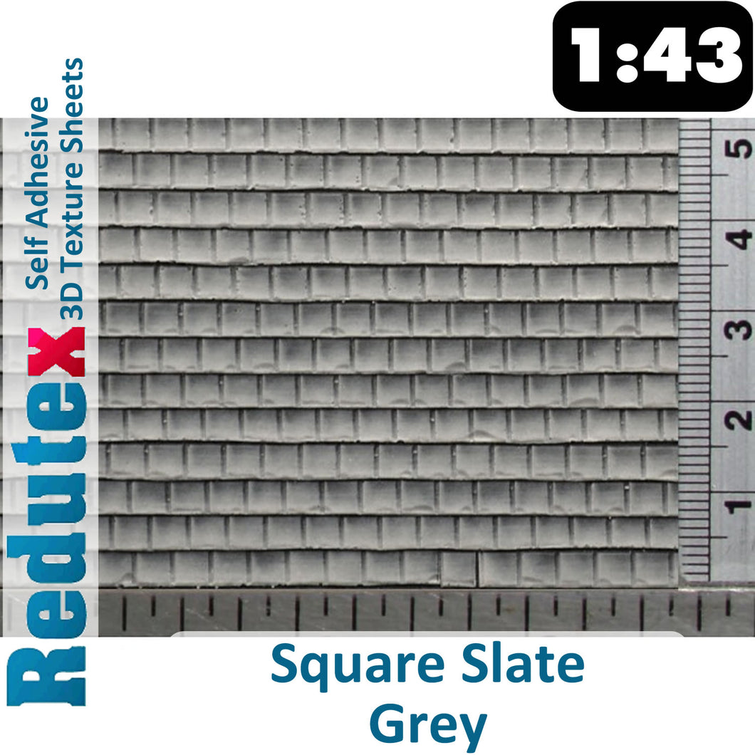 Redutex SQUARE SLATE Grey STANDARD 1:43 O 3D Self Adhesive Texture Sheet