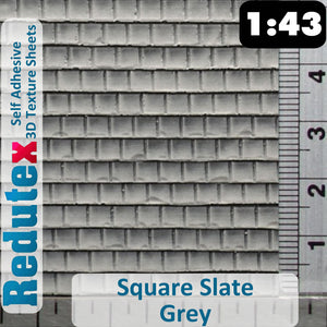 Redutex SQUARE SLATE Grey STANDARD 1:43 O 3D Self Adhesive Texture Sheet